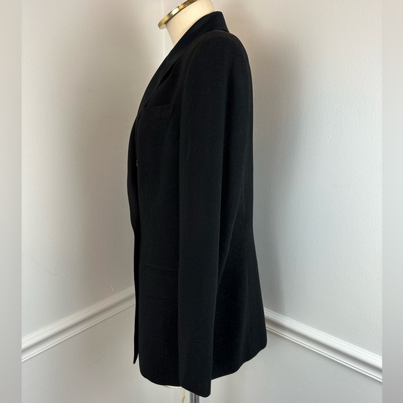 AMANDA SMITH Vintage Black Double Breasted Blazer NWT Satin & Metallic | Size 10 - Picture 5 of 13
